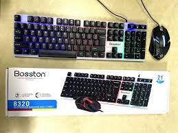 BOSSTON 1600 DPI Gaming Keyboard Mouse Combo Ergonomic Quiet Wired Mini Multimedia Full Size Keyboard Mouse Combo