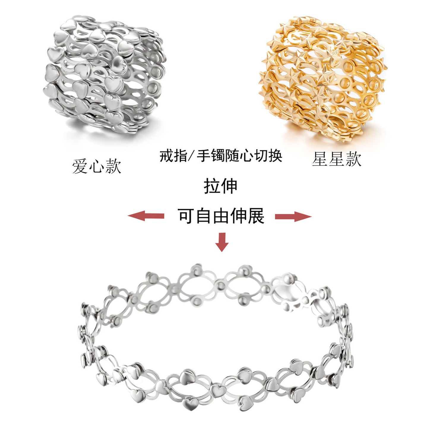 Svan Sterling Silver Convertible 2in1 Ring to Bracelet with 6 Months Warranty, Certificate of Authenticity, 925 Stamp Ring: 0.9" (2.2 cm) | Bracelet: 2.9" (7.4 cm), Women & Girls