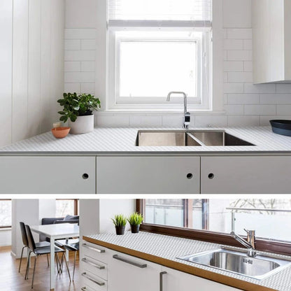 Aluminium Silver 3D Foil Kitchen Wallpaper, Oil Proof Waterproof Heat Resistant Sticker