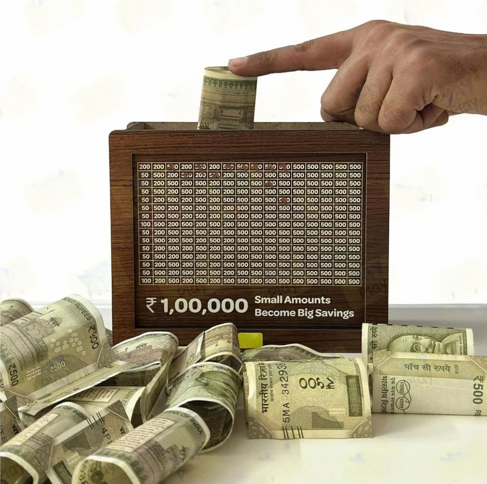 Money saving box, Money/Piggy Bank, Money Box, Coin Box with Carved Design for Kids/Children