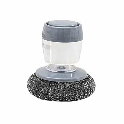 Premium Soap Dispensing Palm Brush for Dishwashing Kitchen Scrubber Pots Pans Utensils (Plastic Bristle)