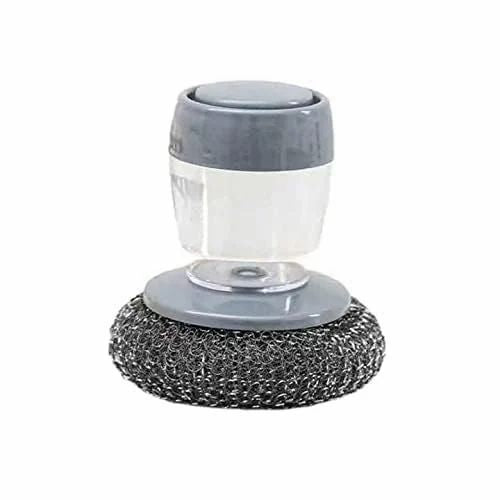 Premium Soap Dispensing Palm Brush for Dishwashing Kitchen Scrubber Pots Pans Utensils (Plastic Bristle)