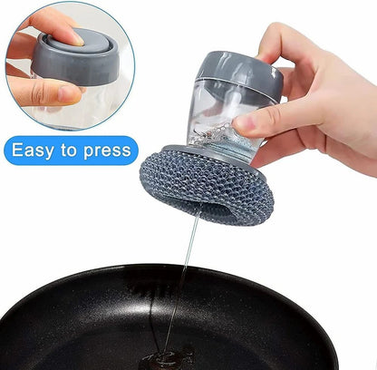 Premium Soap Dispensing Palm Brush for Dishwashing Kitchen Scrubber Pots Pans Utensils (Plastic Bristle)