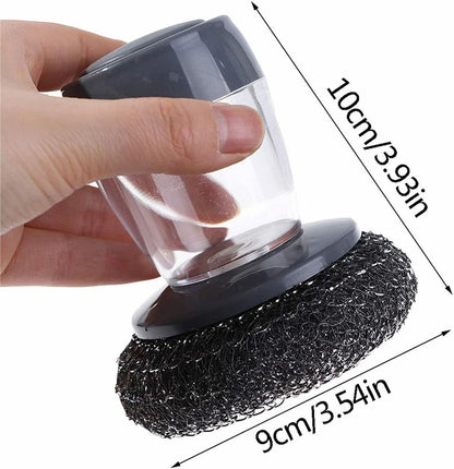 Premium Soap Dispensing Palm Brush for Dishwashing Kitchen Scrubber Pots Pans Utensils (Plastic Bristle)