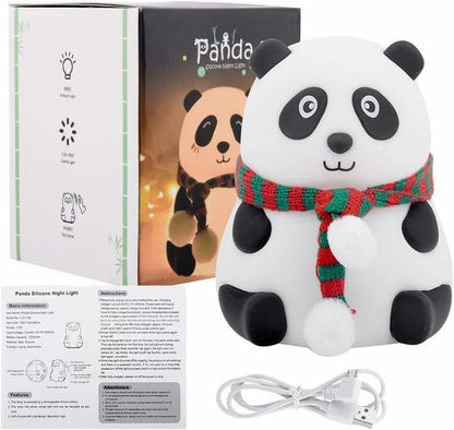 Panda Night Lamp, Silicone Lamp, 7 Color Changing Light for Kids , USB Rechargeable