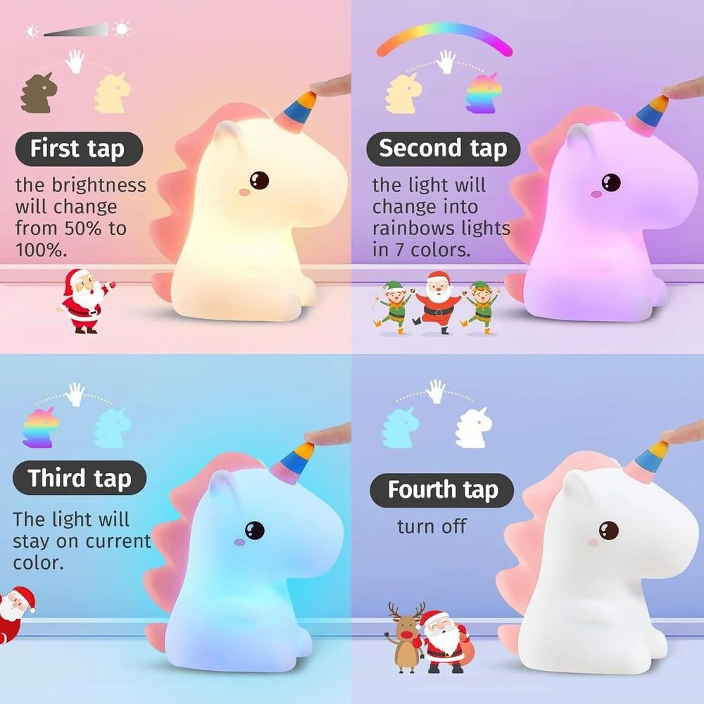 Cute Dimmable Silicone LED Unicorn Lamp (Multicolor)